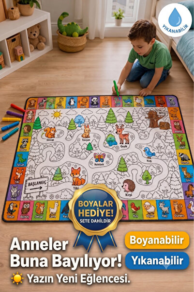 Genel Markalar Eğitici Yıkanabilir Tekrar Boyanabilir Çocuk Odası Oyun Matı B...