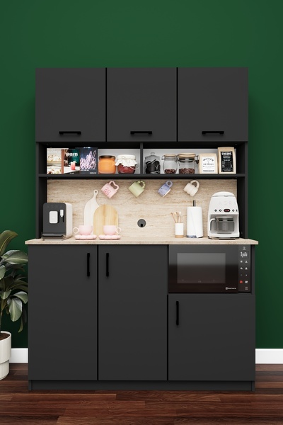 asratrend Modern Kahve Köşesi Dolabı %100 MDF Çok Amaçlı Erzak Depolama Dolab...