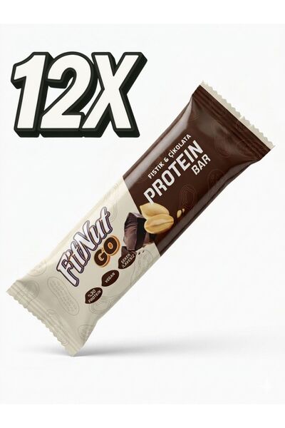 FitNut Şekersiz Çikolatalı Fıstıklı Protein Bar -12 Adet x 40 gr Çikolatalı-%...