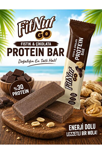FitNut Şekersiz Çikolatalı Fıstıklı Protein Bar -12 Adet x 40 gr Çikolatalı-%30 Protein