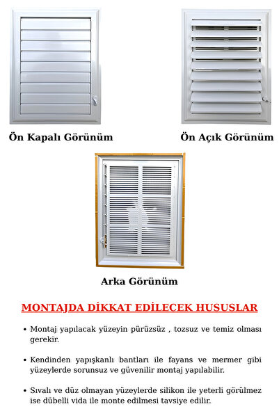 NUBLADO Havalandırma Menfezi Banyo Wc Tuvalet Menfez Plastik Panjur Gri 50x50 cm.