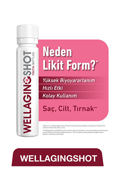 DAILYSHOT WellagingShot Seramid, Elastin, Hyaluronik Asit, Resveratrol, Kolajen İçeren Gıda Takviyesi – 21 Shot