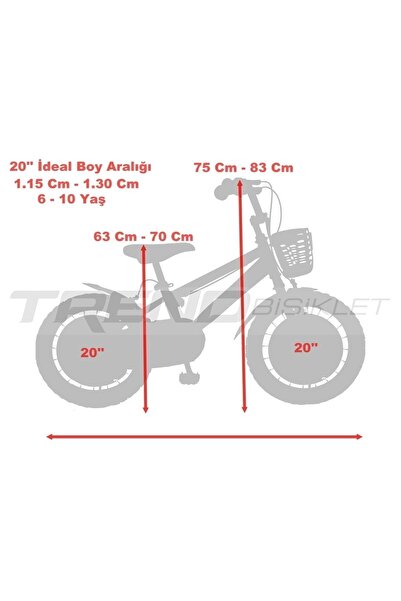TRENDBIKE Vento 20 Jant 6-10 Yaş Erkek Çocuk Bisikleti Siyah-kırmızı