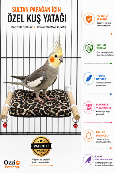 ozzipetshop Sultan Papağanı Kuş Yatağı Bakteri Tutmaz Tırnak Batmaz Yumuşak D...