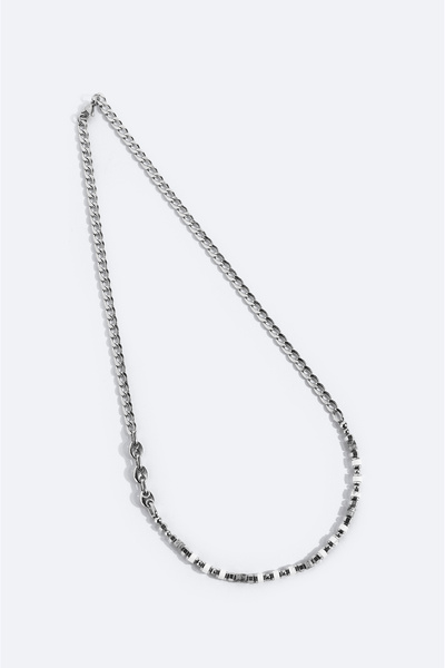 Avva Men's Gray Mixed Form 100% Steel Necklace B009821
