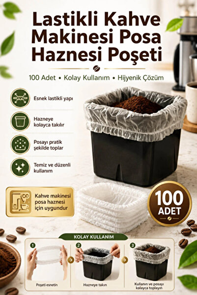 Anadolu Saray 100’lü Lastikli Kahve Makinesi Posa Hazne Poşeti Sızdırmaz Espr...