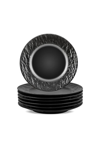 Zass Set farfurii ceramice cu textură de piatră - 6 piese ZG-DS 01 Negru