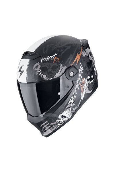 Scorpion Covert FX Skullz Kapalı Motosiklet Kaskı Mat Siyah Gri Altın