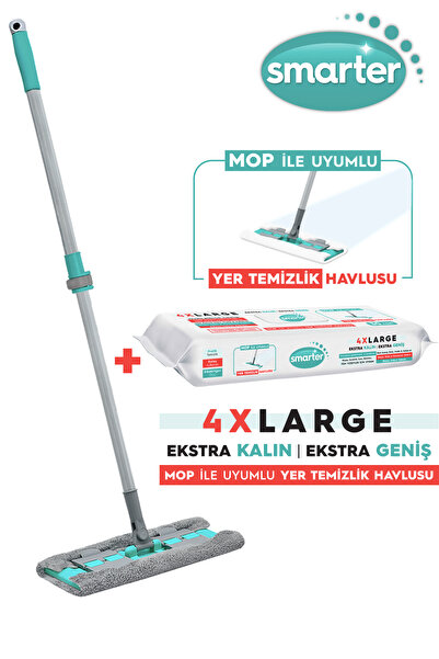 SMARTER طقم ممسحة Magic Mop مع قطعة قماش لتنظيف الأرضيات ومشبك هدية، متوافق م...