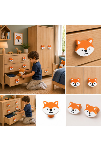 ka tasarım Minipaws Head Collection Montessori Children's Baby Room Handle So...