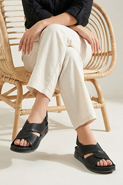 Ziya , Women's Genuine Leather Sandals 1611008Zm27 Black