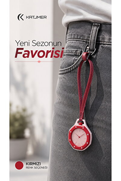 KATJMER Boyol Pop Çanta Charm Saat Askılı Analog Saat Sekizgen Tasarım Unisex...