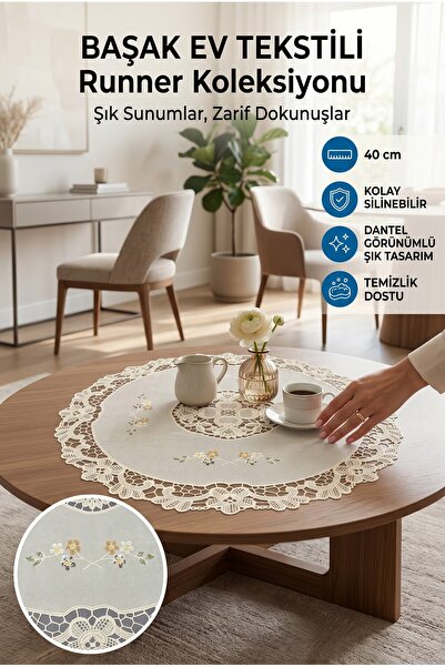 Başak Ev Tekstili 40 Cm Pvc Runner și Service pentru Masă de Cafea