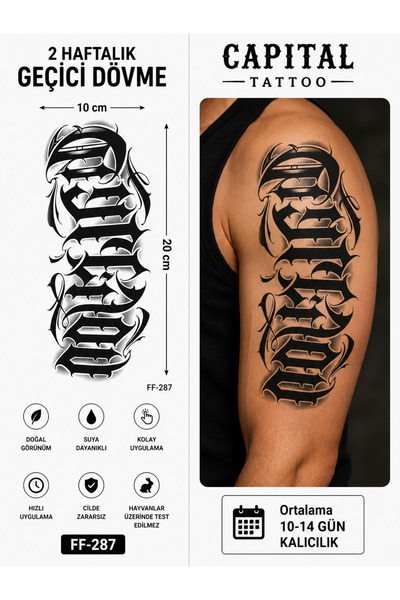 medink tattoo Gerçekçi Yazı Model Yapıştırma Geçici Dövme Tattoo Kol Bacak