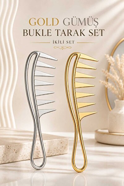 invictus design Kadın Gold Ve Gümüş 2'li Bukle Belirginleştirici Kıvırcık Saç...