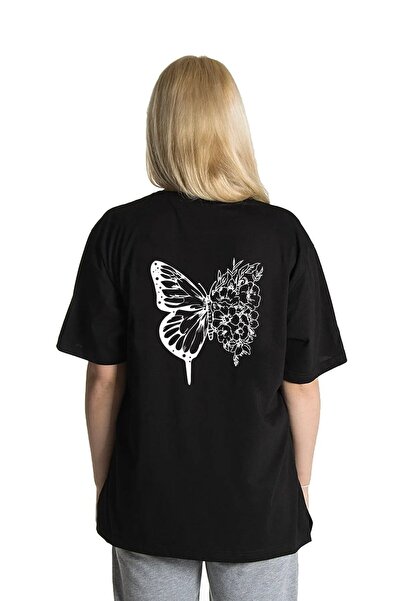 Pink Sky Unisex Butterfly Relaxed Fit Oversize T-shirt