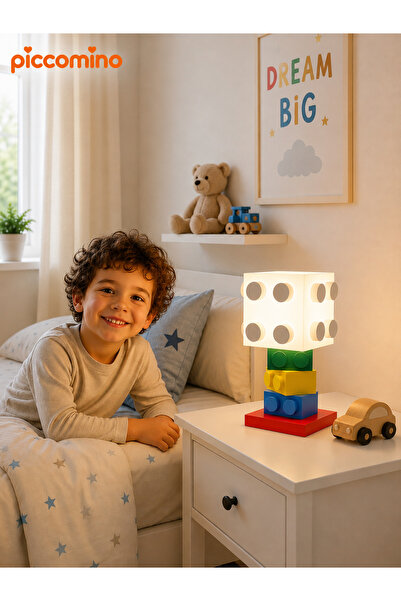 Piccomino Lego Tasarımlı Çocuk Odası Gece Lambası – Dekoratif Masa Lambası