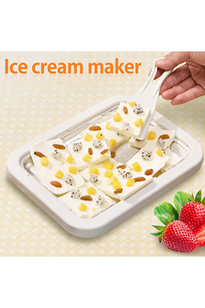 Choice white Ice Cream Maker Pan with 2 Scrapers Ice Cream Maker Plate Multif...