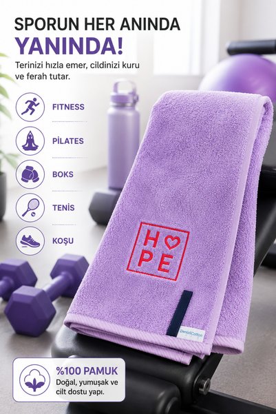 denizlicotton Embroidered Sports Towel Cotton, Anti-Bacterial, Sweat-Absorbent Fitness Plates Boxing Tennis Sports Towel