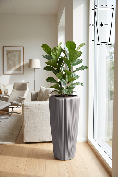 ToXA Lupus Model 46 Litre (69 cm) İç Hazneli Dekoratif Modern Plastik Saksı v...