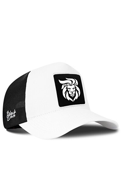 BlackBörk Aslan Logolu Beyaz-Siyah Trucker Şapka