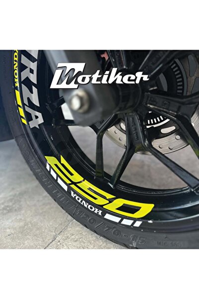 Motiker HONDA FORZA 250 Jant İç & Dış Neon Sarı ve Beyaz Sticker Etiket Model...
