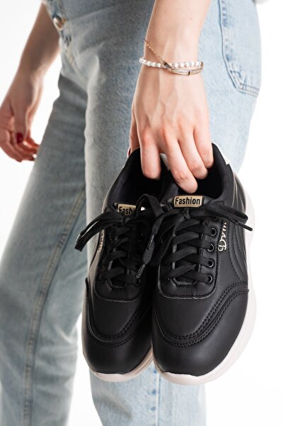 SEFERİ Women's Black Daily Comfortable Walking Shoes