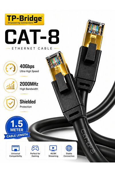 TP-BRIDGE كابل إيثرنت CAT8 – نحاس OFC مقاس 24AWG، S/FTP، LSZH، 2000 ميجاهرتز،...