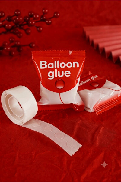 FESTİVALOON Balon Bandı 100 Yapışkan Nokta Çift Taraflı Şeffaf Balon Sabitlem...