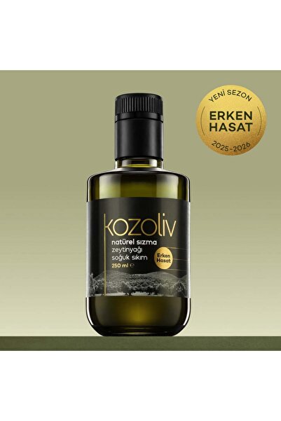kozoliv 2025-26 Yeni Sezon Erken Hasat Soğuk Sıkım Zeytinyağı 250 ML Cam Şişe