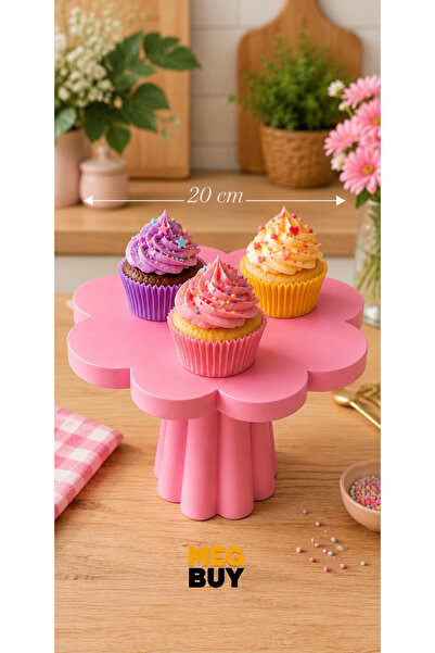 MEGBUY Çiçek Tasarımlı Cupcake Standı Pasta Kek Tatlı Sunumluk Dekoratif Serv...