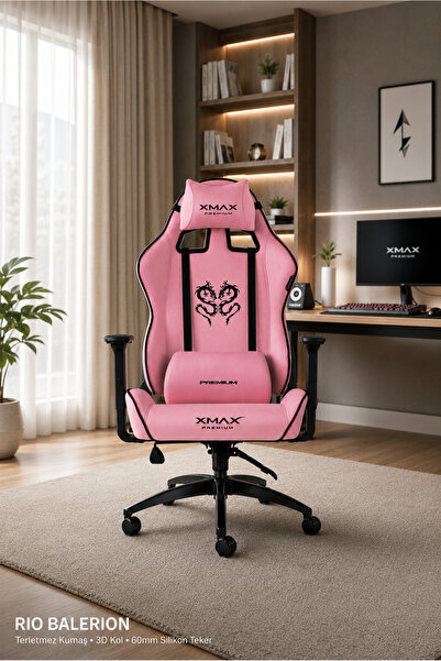 XMAX / Rio Balerion Terletmez Kadife Kumaş Pembe Gaming Oyuncu Koltuğu / 120 ...