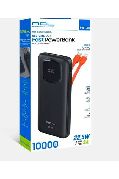 Seyoni ACL PW 139 10000 mAh 22.5W Hızlı Şarjlı Powerbank Dahili Type-C & Ligh...