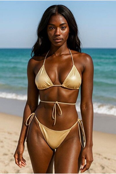 Maser Gold Shine Triangle Bikini Set