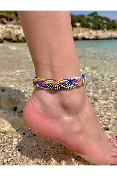 Beykan handmade خلخال من الخرز المنسوج بتصميم كرنفال 9 قطع