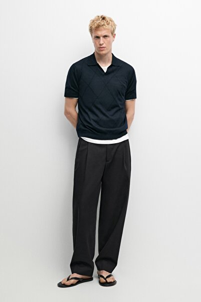 Massimo Dutti Argyle desenli triko polo yaka kazak