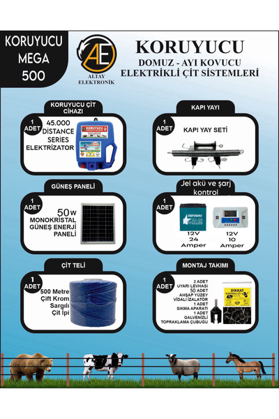 KORUYUCU ÇİT Koruyucu Elektrikli Çit Sistemi (DOMUZ AYI KOVUCU)güneş Panelli ...