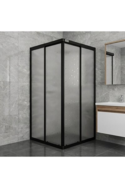 Black Color Profile Dolphin Pattern Mica Shower Cabin