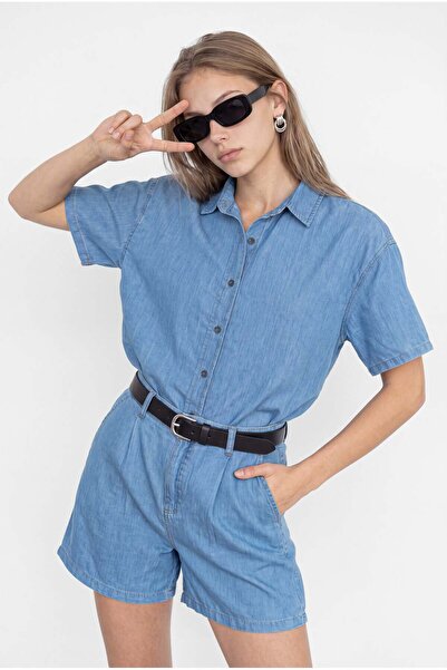 PAULMARK Cămașă pentru femei supradimensionat denim