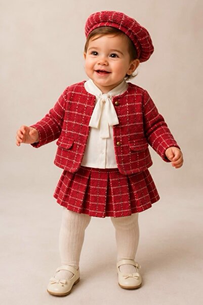 MixMax Bebe Baby Girl Jacket Skirt Blouse Hat Chanel Fabric Glitter Premium 4...