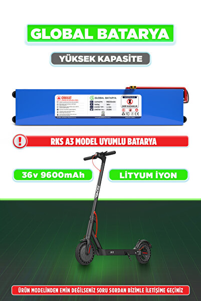 GLOBAL BATARYA RKS A3 Uyumlu Elektrikli Scooter Bataryası 36v 9600mAh Li-ion ...