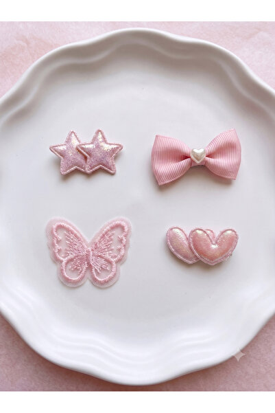 Hairless Baby Buckle Set of 4 - Bowknot & Butterfly Glitter Heart Star Shaped