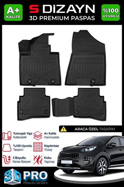 S Dizayn S-Dizayn Kia Sportage 3D Pro Havuzlu Paspas 2016-2021 A+ Kalite 3DS-...