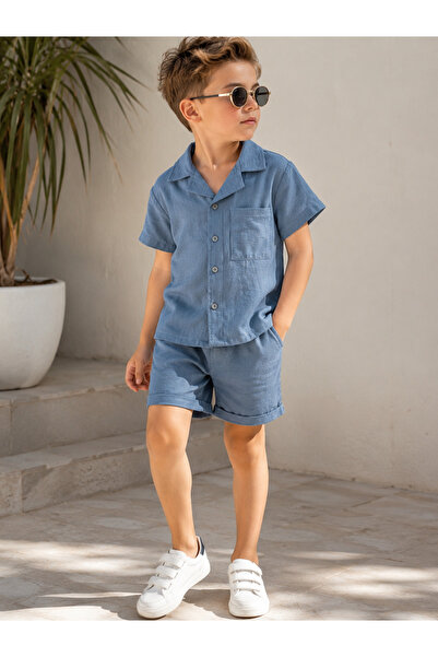 Mireya Kids Unisex Kids Muslin Set - 100% Cotton Summer Shirt and Shorts Set