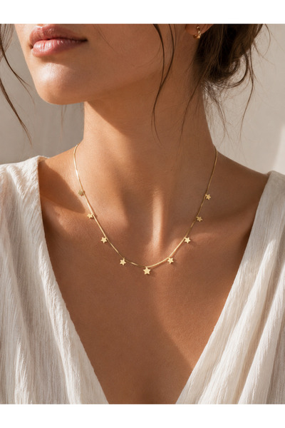 STEEL Gold Yızdızlı Kolye