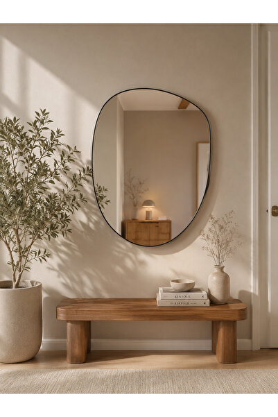 Geometric wooden base 100cm modern wall mirror, height mirror (Code:03)
