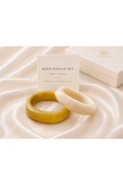SOLÉORA COAST Premium Bohem Vintage Amber Dune Reçine Bileklik Seti – Krem & ...