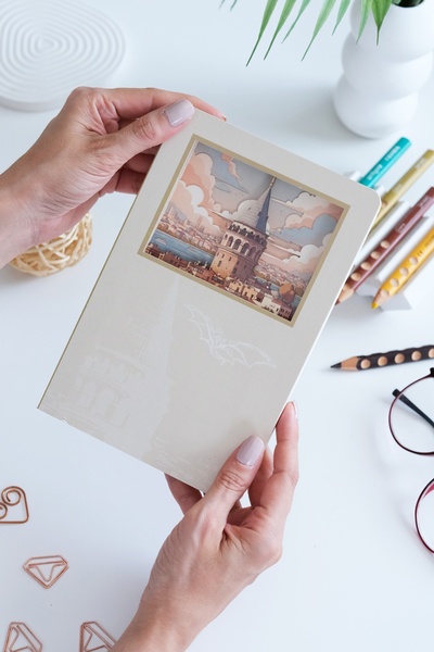Daks 3D Galata Tower Themed Hard Cover A5 Daily Notepad with Window