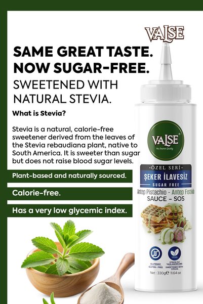 Valse Sugar-Free (with Stevia) Pistachio Sauce (Gluten-Free) 330 Gr Waffle & Fruit & Cake & Dessert & Ice Cream