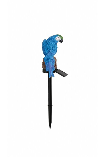ZanaCasei Statuie de grădină cu macaw albastru, alimentată cu energie solară,...